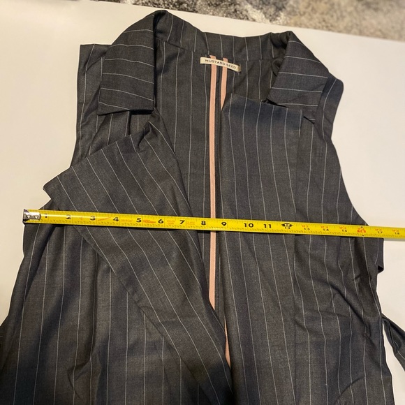Mustard Seed Long Vest Women’s Small Grey and White Stripes - Picture 14 of 14